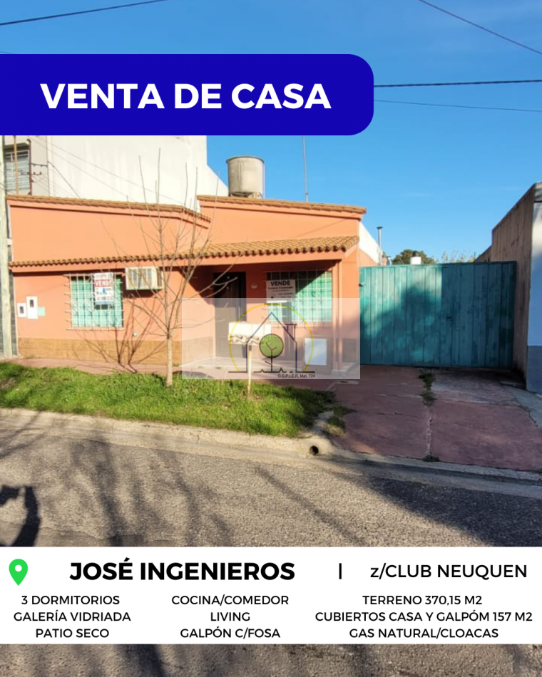 VENTA de CASA y GALPON - JOSE INGENIEROS, PARANA