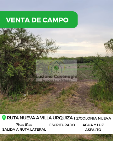 VENTA de CAMPO - RUTA A09, COLONIA NUEVA