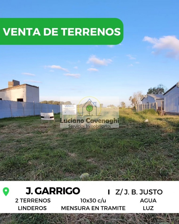 VENTA de TERRENO - J. GARRIGO CASI JUAN B. JUSTO, PARANA 