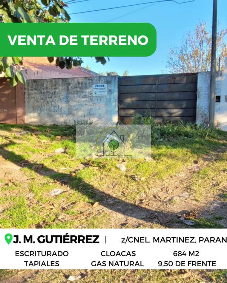 VENTA de TERRENO - J. M. GUTIERREZ, PARANA
