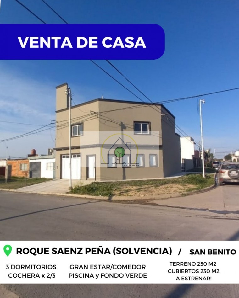 VENTA de CASA en ESQUINA - ROQUE SAENZ PEÑA, SAN BENITO